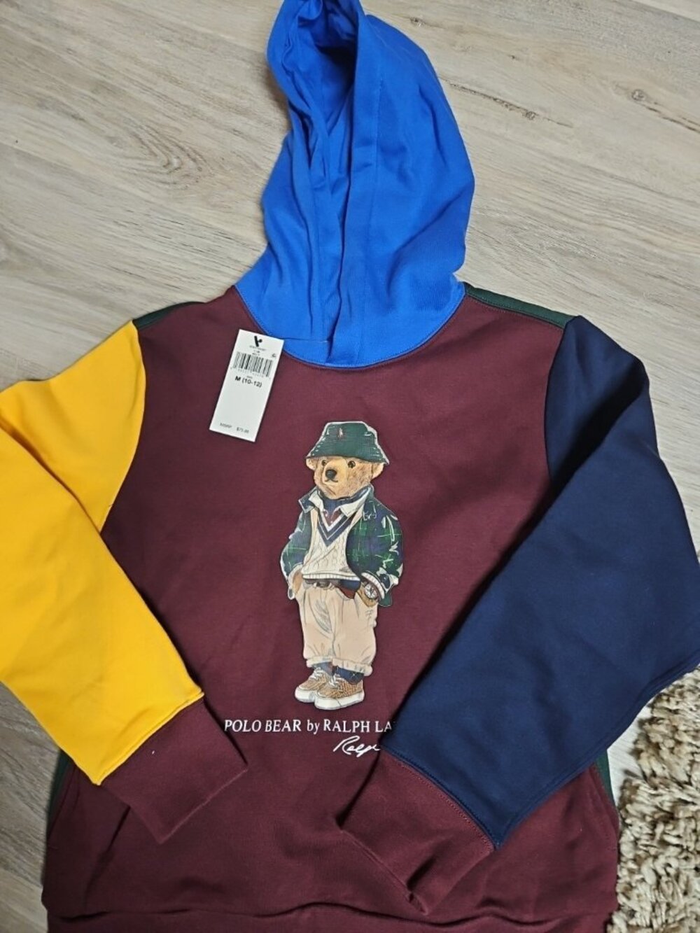Unisex Polo Ralph Lauren Kids Novelty Bear Graphic Hoodie Size M(10-12)